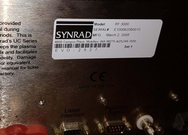 Fuente RF synrad RF3000